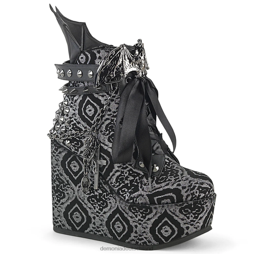 schwarz-silbernes Nubuklederimitat 6JXLH1230 Demonia Gift-107