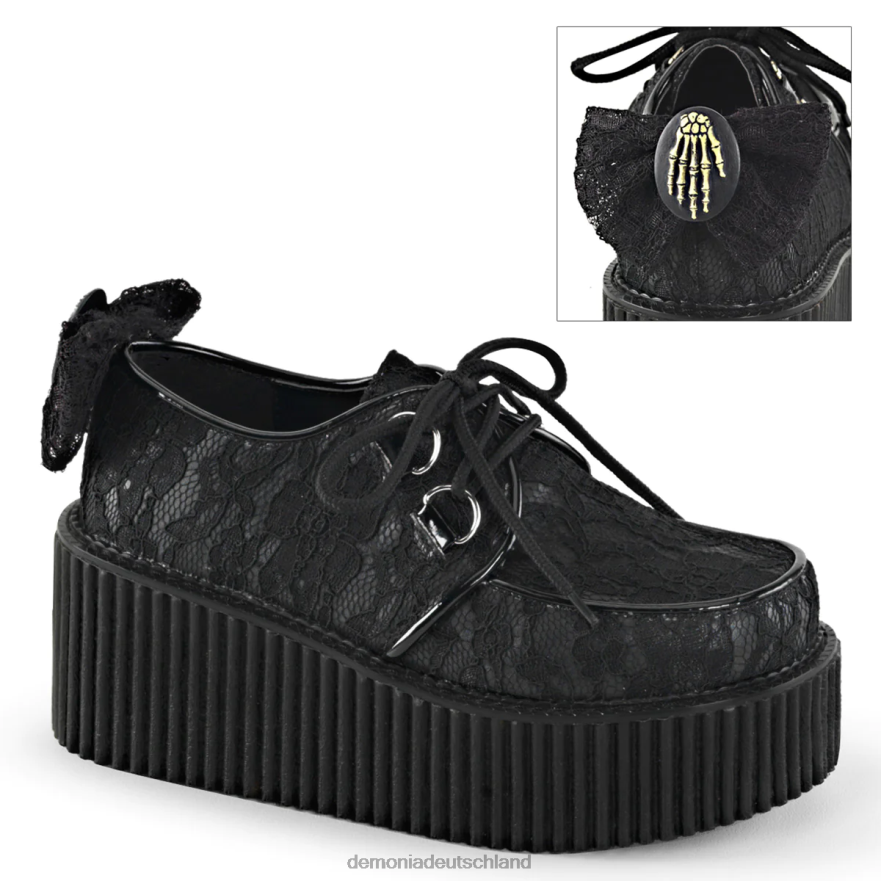 schwarze vegane Lederspitze 6JXLH1031 Demonia Creeper-212