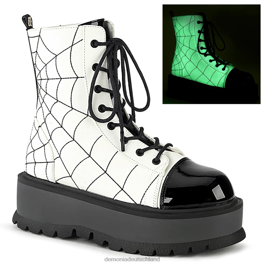 weiß leuchtendes veganes leder-schwarzes lackleder