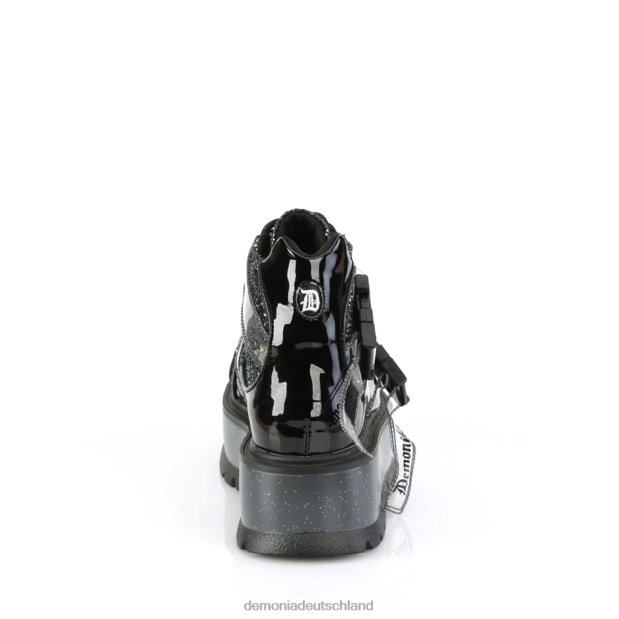 Schwarzer Lack-Schwarzer Multi-Glitter 6JXLH455 Demonia Faulpelz-50