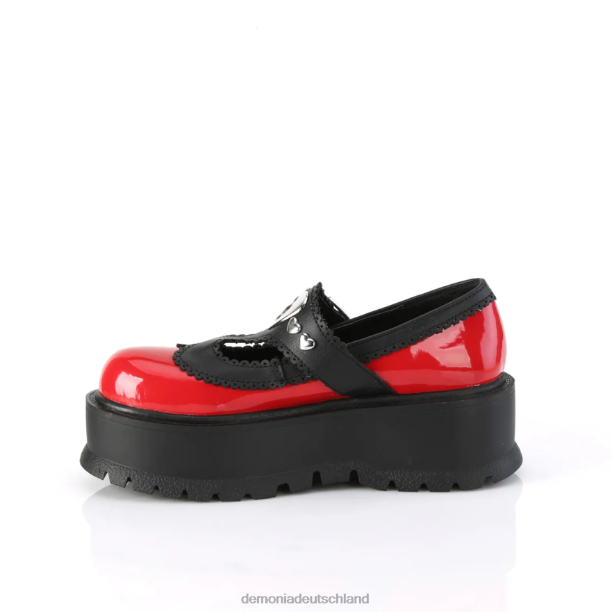 rot-schwarzes veganes Leder 6JXLH448 Demonia Faulpelz-23