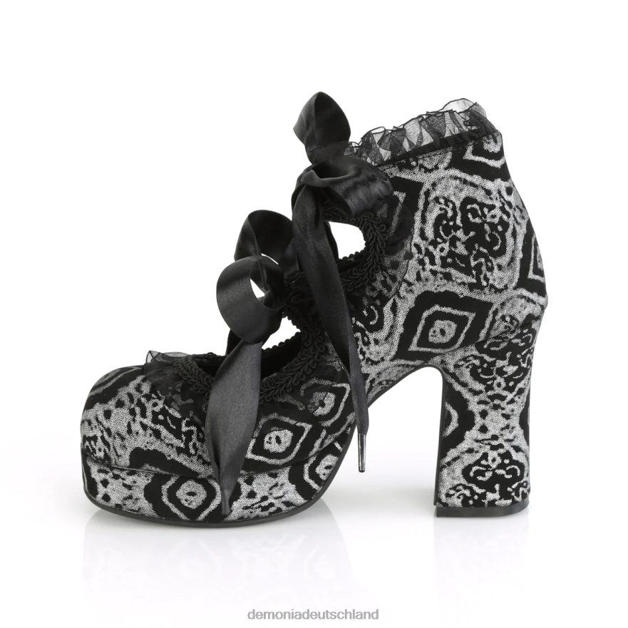 schwarz-silbernes Nubuklederimitat 6JXLH422 Demonia gothika-53