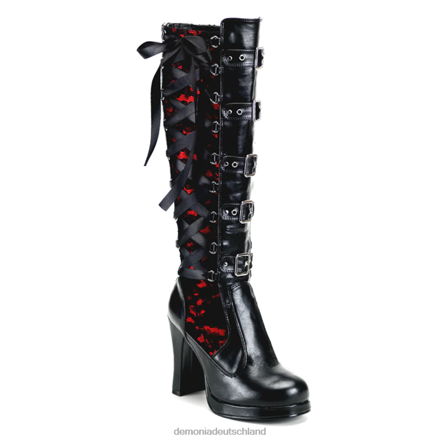 schwarz-rotes veganes Leder 6JXLH243 Demonia Krypto-106