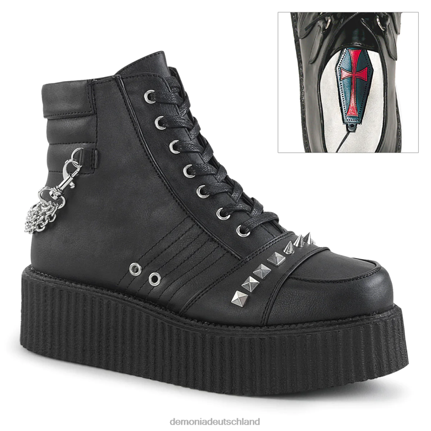 schwarzes veganes Leder 6JXLH900 Demonia V-Creeper-565