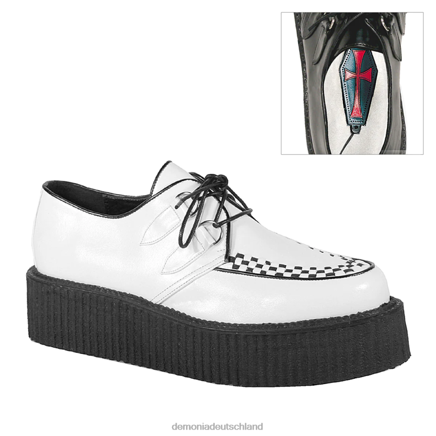weißes veganes Leder 6JXLH896 Demonia v-creeper-502